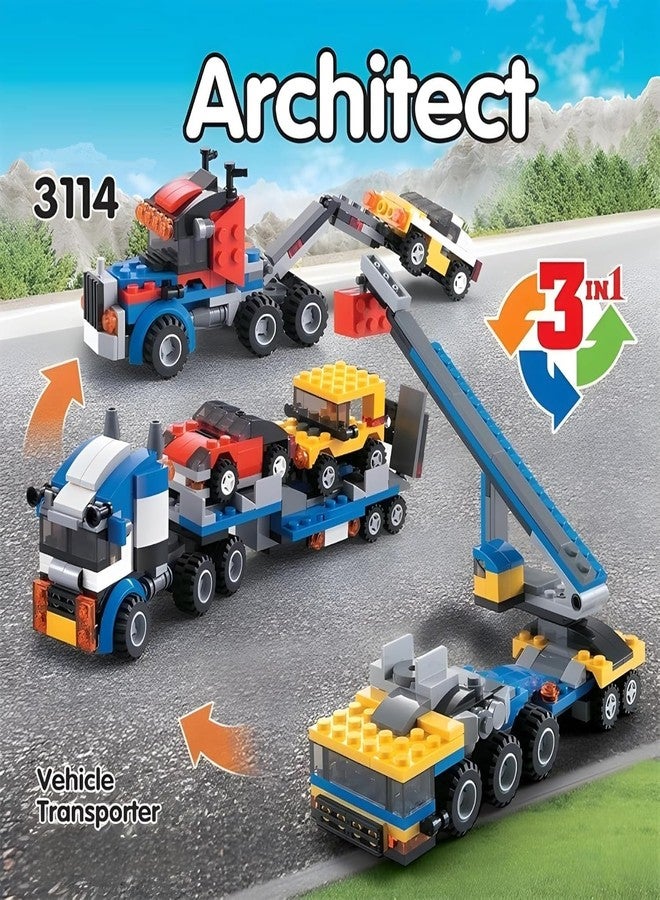 Sky Tech® Architect 3 in 1 Jeep, Car & Truck Vehicle Toys | Transporter Building Brick Block for Kids | Stem Educational Learning Die Toys for Kids | Creative Construction Toy (264 Pcs) - Image 3